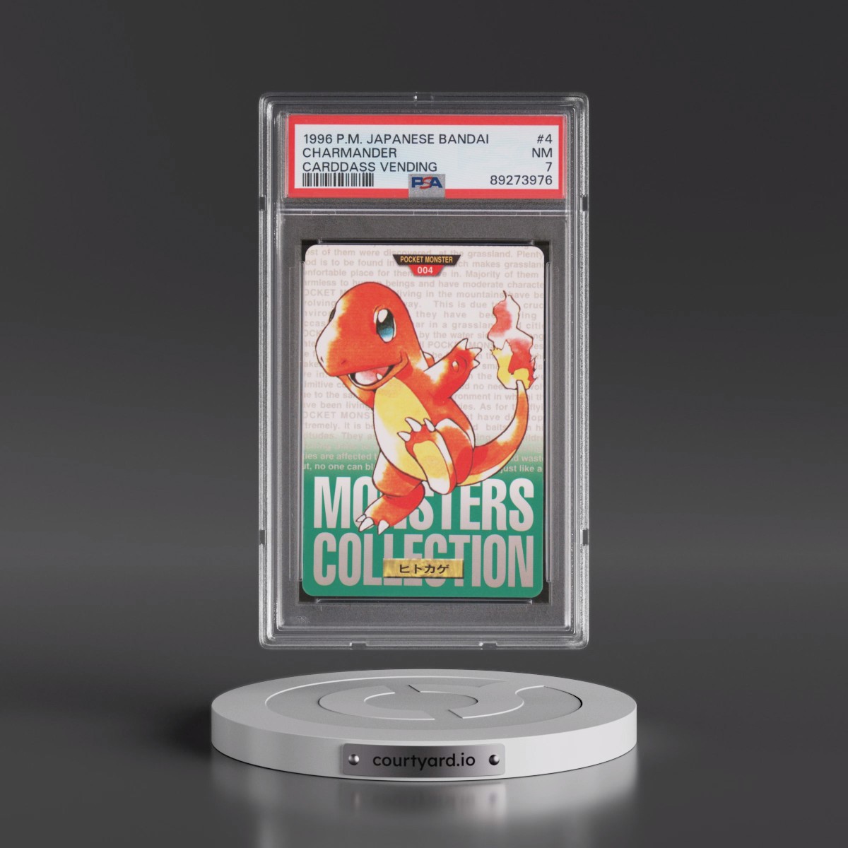 1996 Pokémon Bandai Carddass Vending #4 Charmander (PSA 7 NM)
