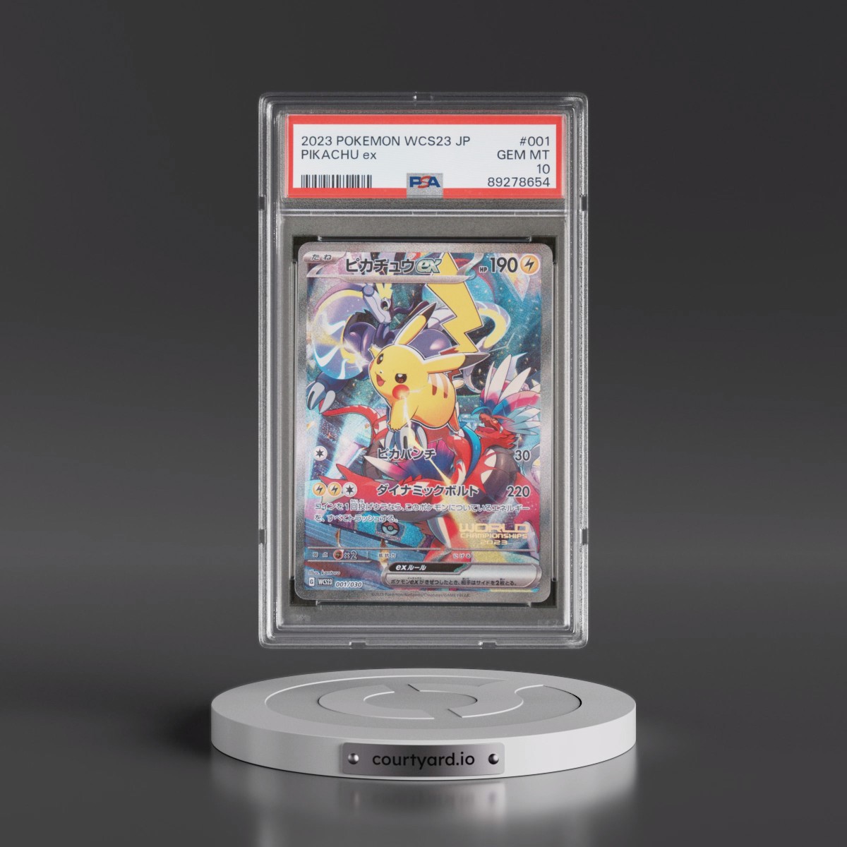 2023 Pokémon WCS23-World Championships Yokohama Deck: Pikachu #001 Pikachu EX - Holo (PSA 10 GEM MINT)