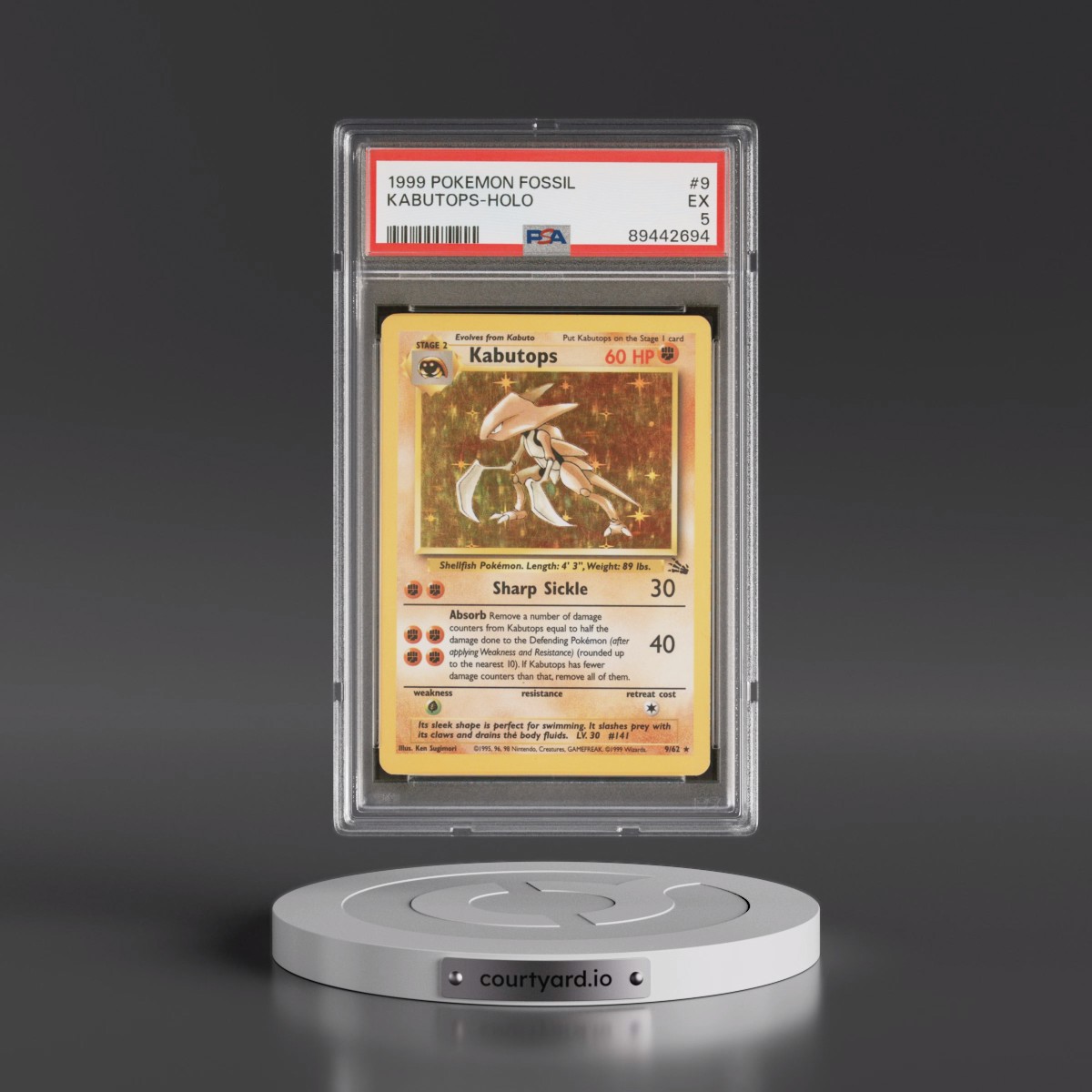 1999 Pokémon Fossil #9 Kabutops - Holo (PSA 5 EX)