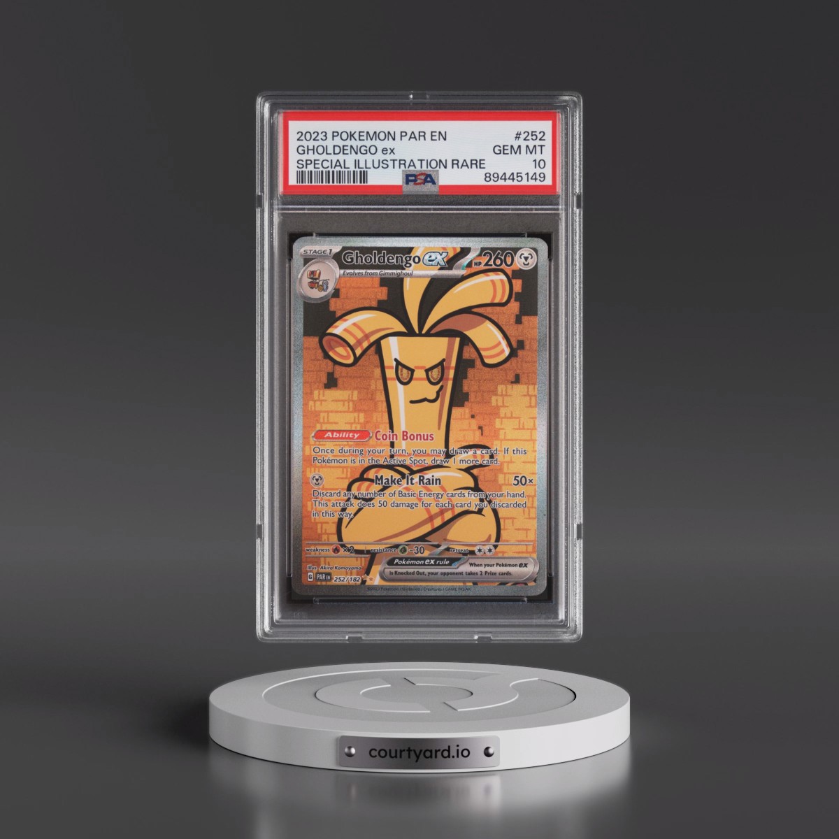 2023 Pokémon Par EN-Paradox Rift #252 Gholdengo EX - Holo Special Illustration Rare (PSA 10 GEM MINT)