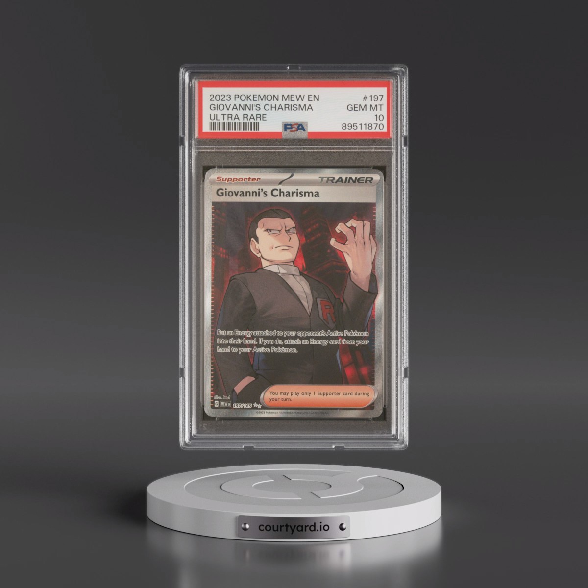 2023 Pokémon Mew EN-151 #197 Giovanni's Charisma - Ultra Rare (PSA 10 GEM MINT)