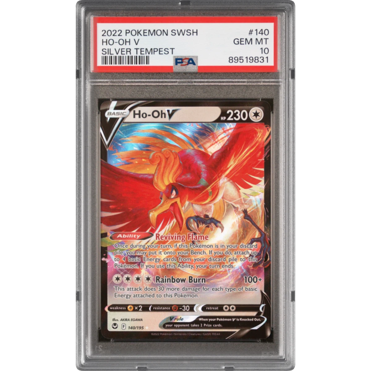2022 Pokémon Sword & Shield Silver Tempest #140 HO-Oh V - Holo (PSA 10 GEM MINT)