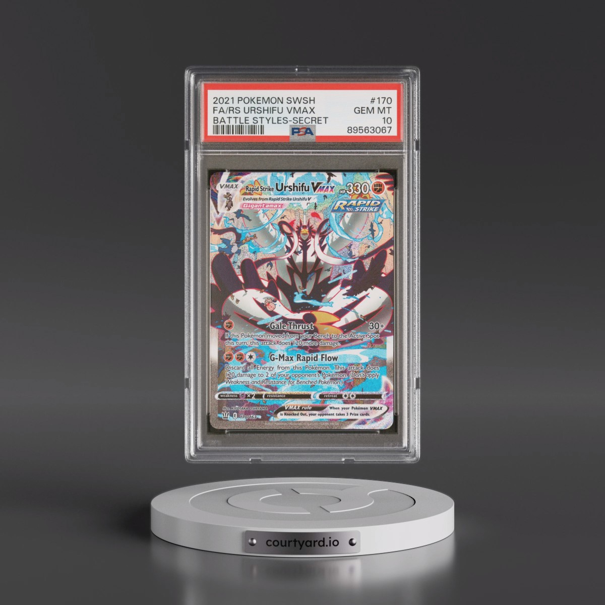 2021 Pokémon Sword & Shield Battle Styles #170 Rapid Strike Urshifu Vmax - Full Art Secret (PSA 10 GEM MINT)
