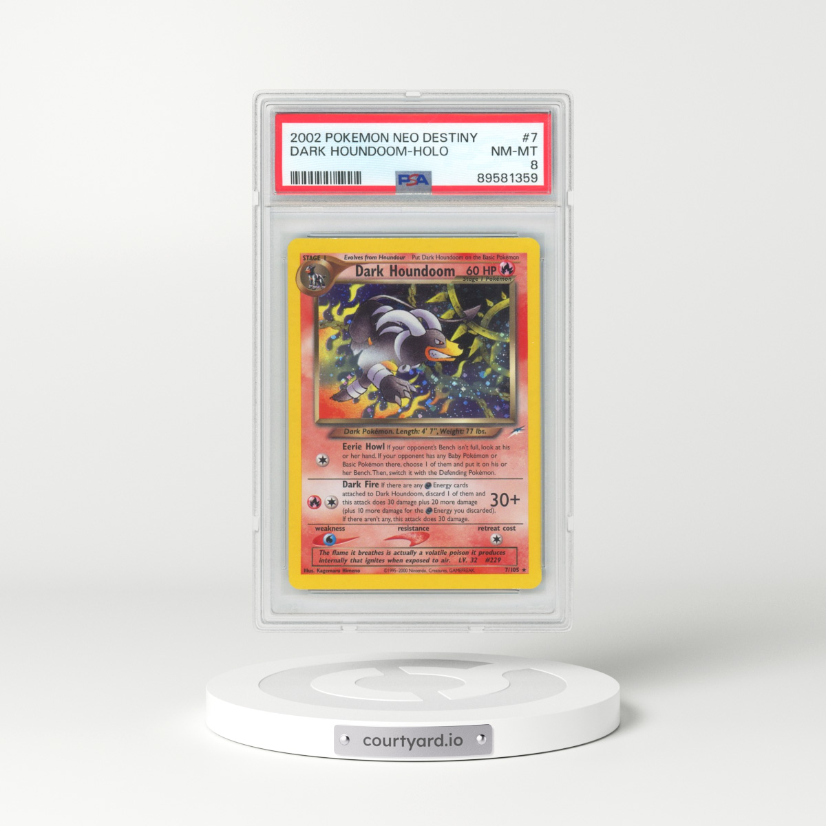 2002 Pokémon Neo Destiny #7 Dark Houndoom - Holo (PSA 8 NM-MT)