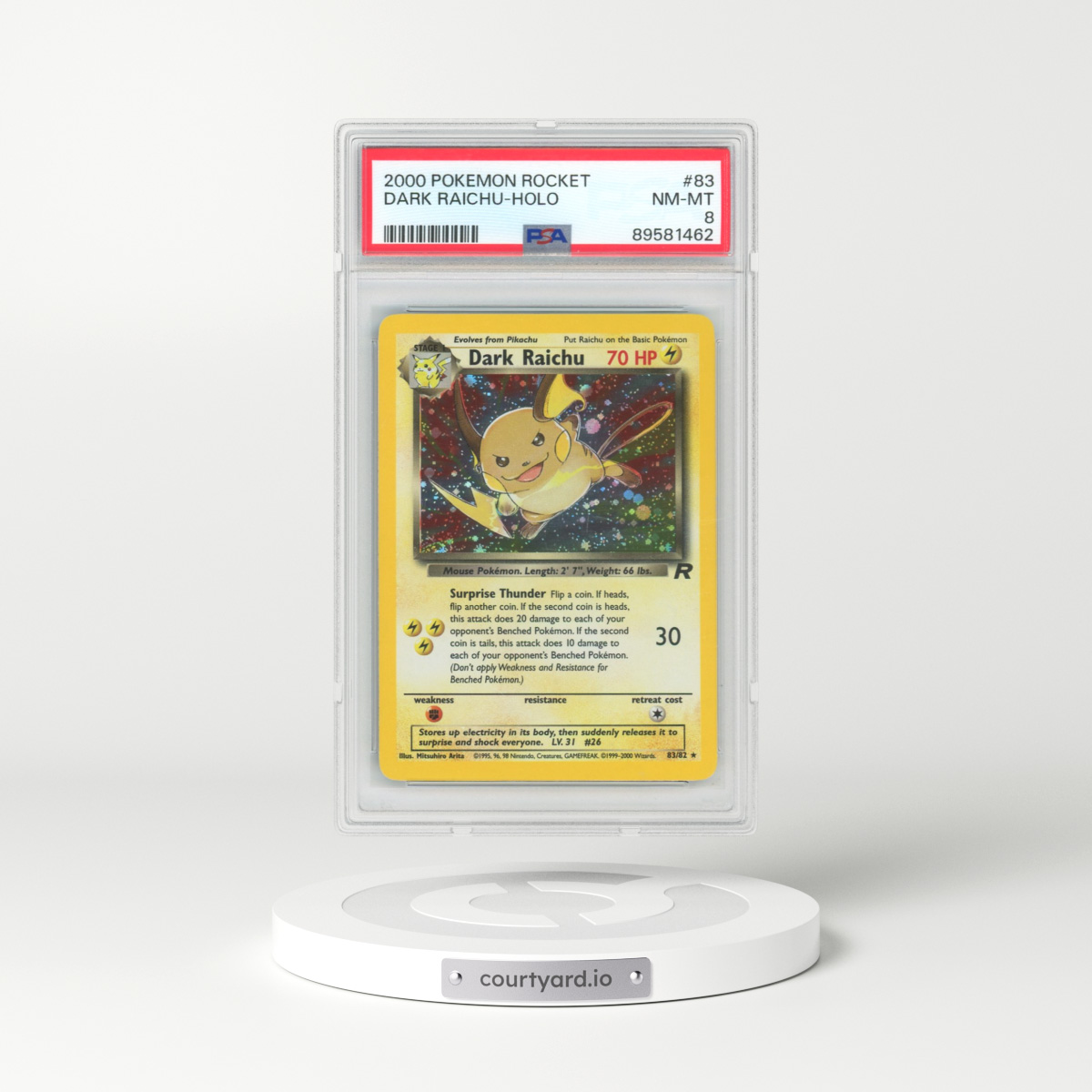 2000 Pokémon Rocket #83 Dark Raichu - Holo (PSA 8 NM-MT)
