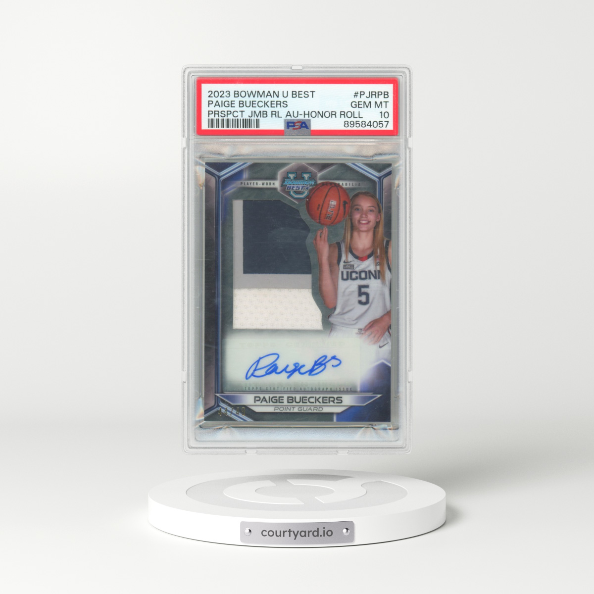 2023 Bowman University Best Prospect Jumbo Relic Autographs #PJRPB Paige Bueckers - Honor Roll (PSA 10 GEM MINT)