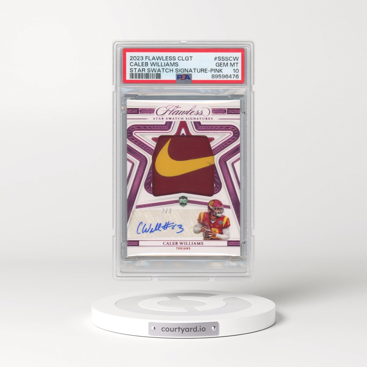 2023 Panini Flawless Collegiate Star Swatch Signatures #SSSCW Caleb Williams - Pink (PSA 10 GEM MINT)