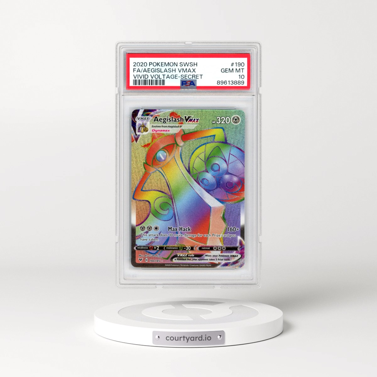2020 Pokémon Sword & Shield Vivid Voltage #190 Aegislash Vmax - Full Art Secret (PSA 10 GEM MINT)