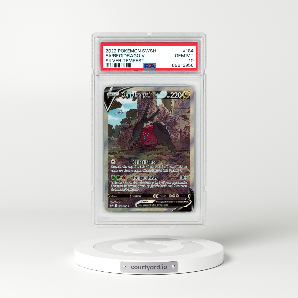 2022 Pokémon Sword & Shield Silver Tempest #184 Regidrago V - Holo Full Art (PSA 10 GEM MINT)