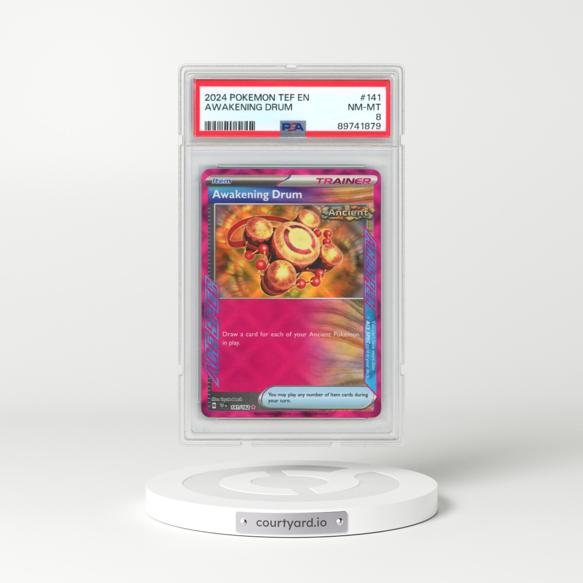 2024 Pokémon Tef EN-Temporal Forces #141 Awakening Drum (PSA 8 NM-MT)