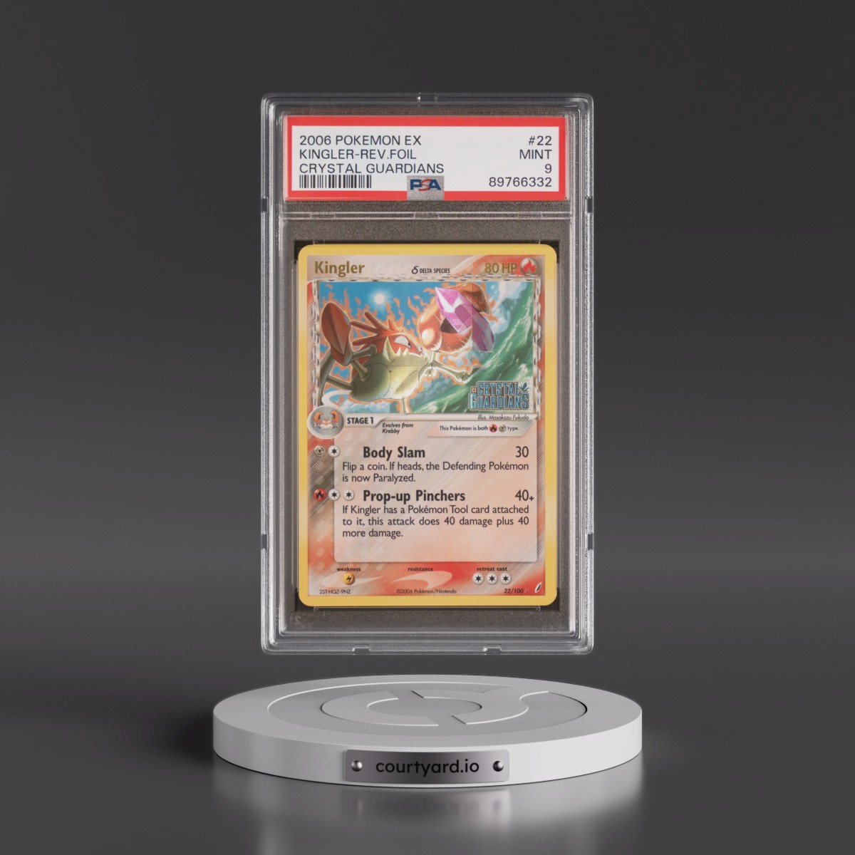 2006 Pokémon EX Crystal Guardians #22 Kingler - Reverse Foil (PSA 9 MINT)
