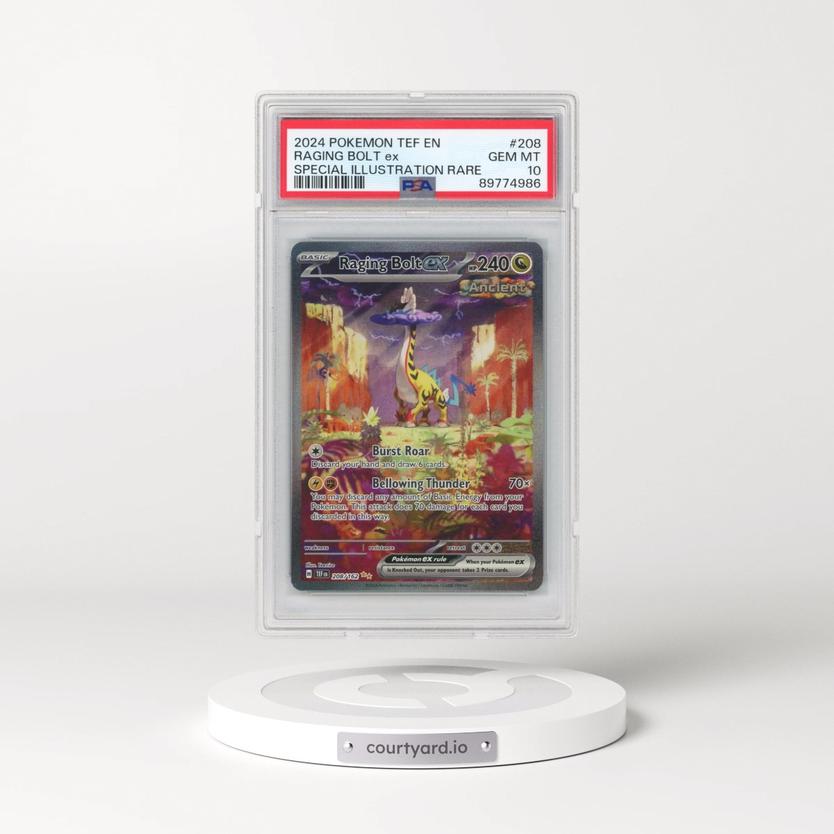 2024 Pokémon Tef EN-Temporal Forces #208 Raging Bolt EX - Holo Special Illustration Rare (PSA 10 GEM MINT)