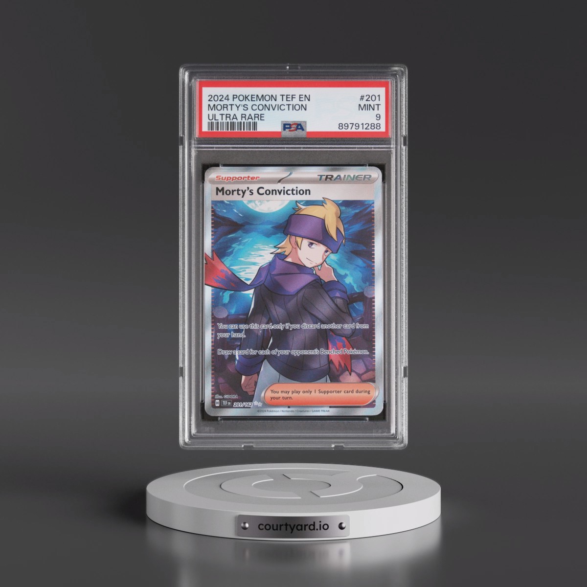 2024 Pokémon Tef EN-Temporal Forces #201 Morty's Conviction - Ultra Rare (PSA 9 MINT)