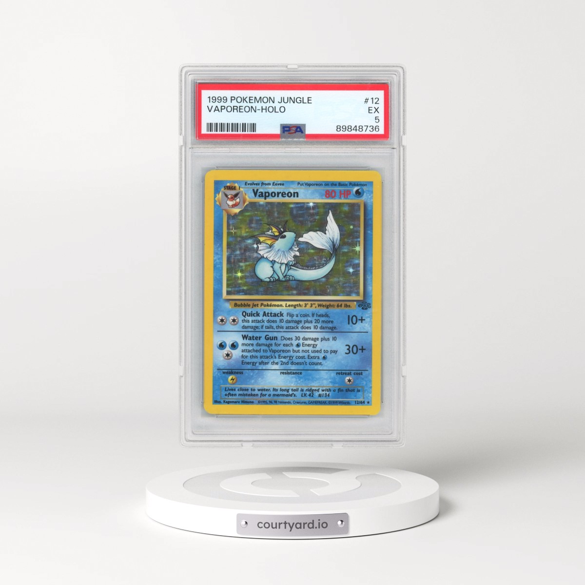 1999 Pokémon Jungle #12 Vaporeon - Holo (PSA 5 EX)