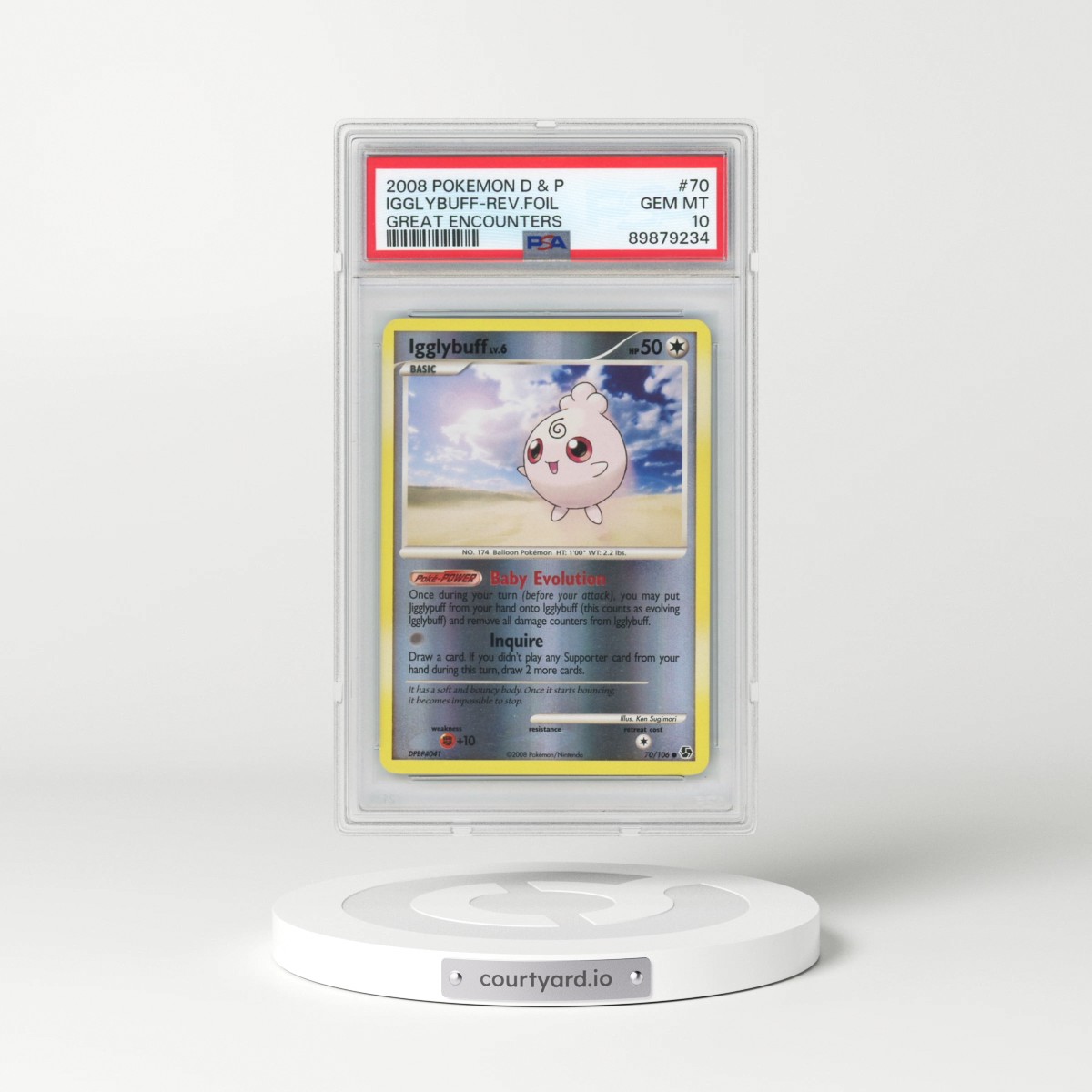 2008 Pokémon Diamond & Pearl Great Encounters #70 Igglybuff - Reverse Foil (PSA 10 GEM MINT)