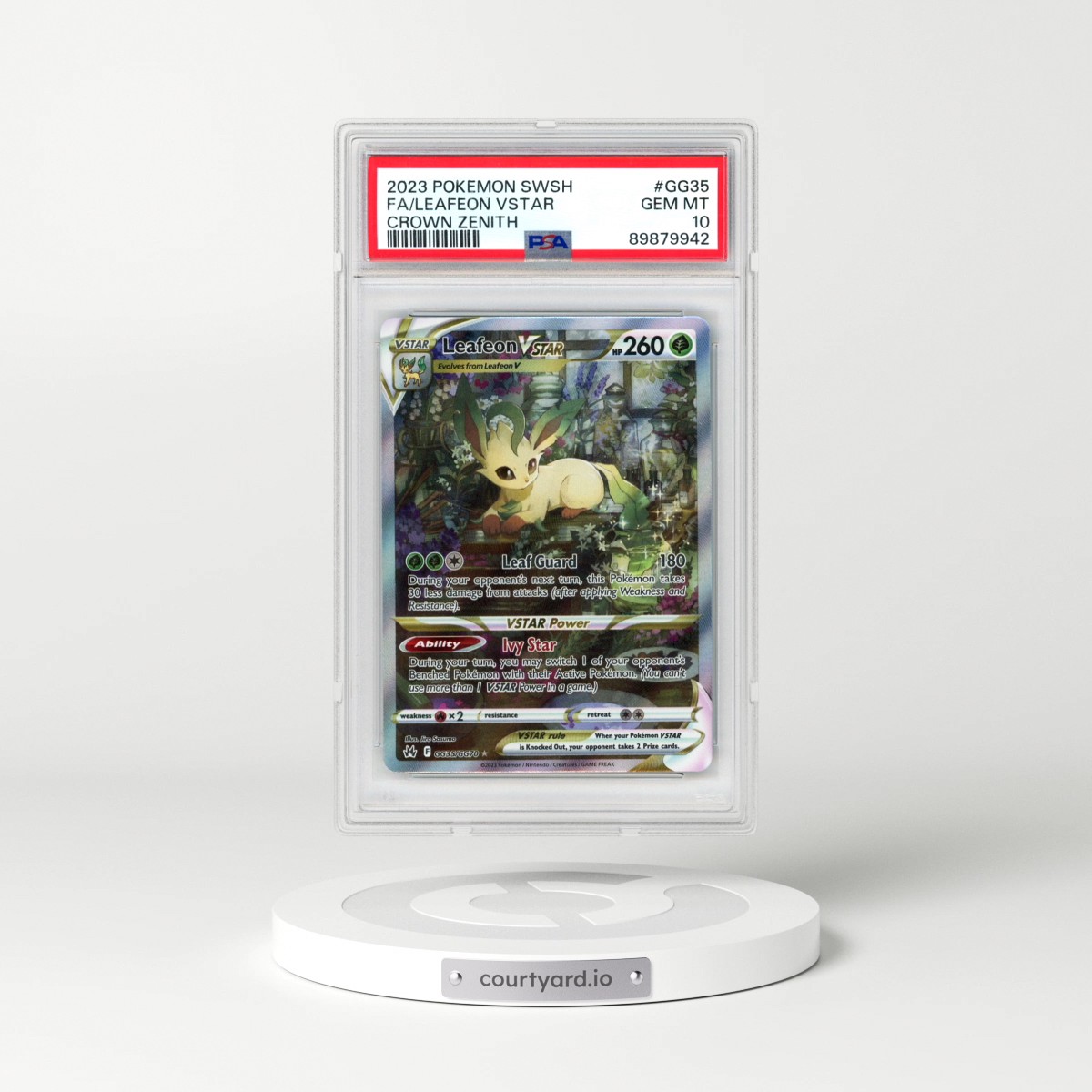 2023 Pokémon Sword and Shield Crown Zenith #GG35 Leafeon Vstar - Full Art (PSA 10 GEM MINT)