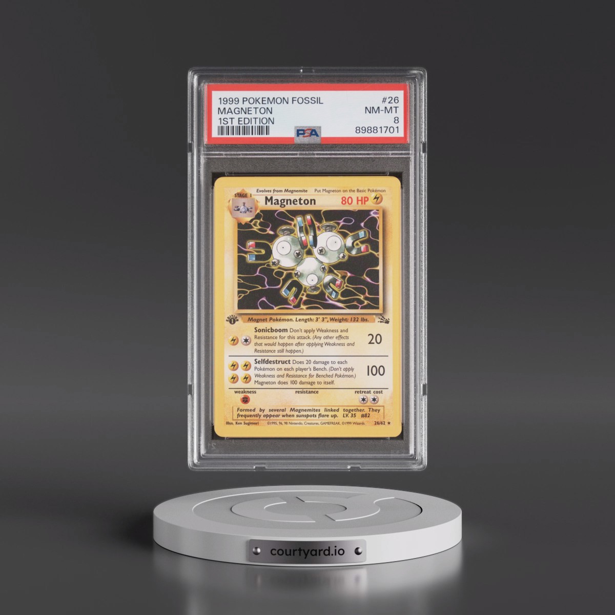 1999 Pokémon Fossil #26 Magneton - 1st Edition (PSA 8 NM-MT)