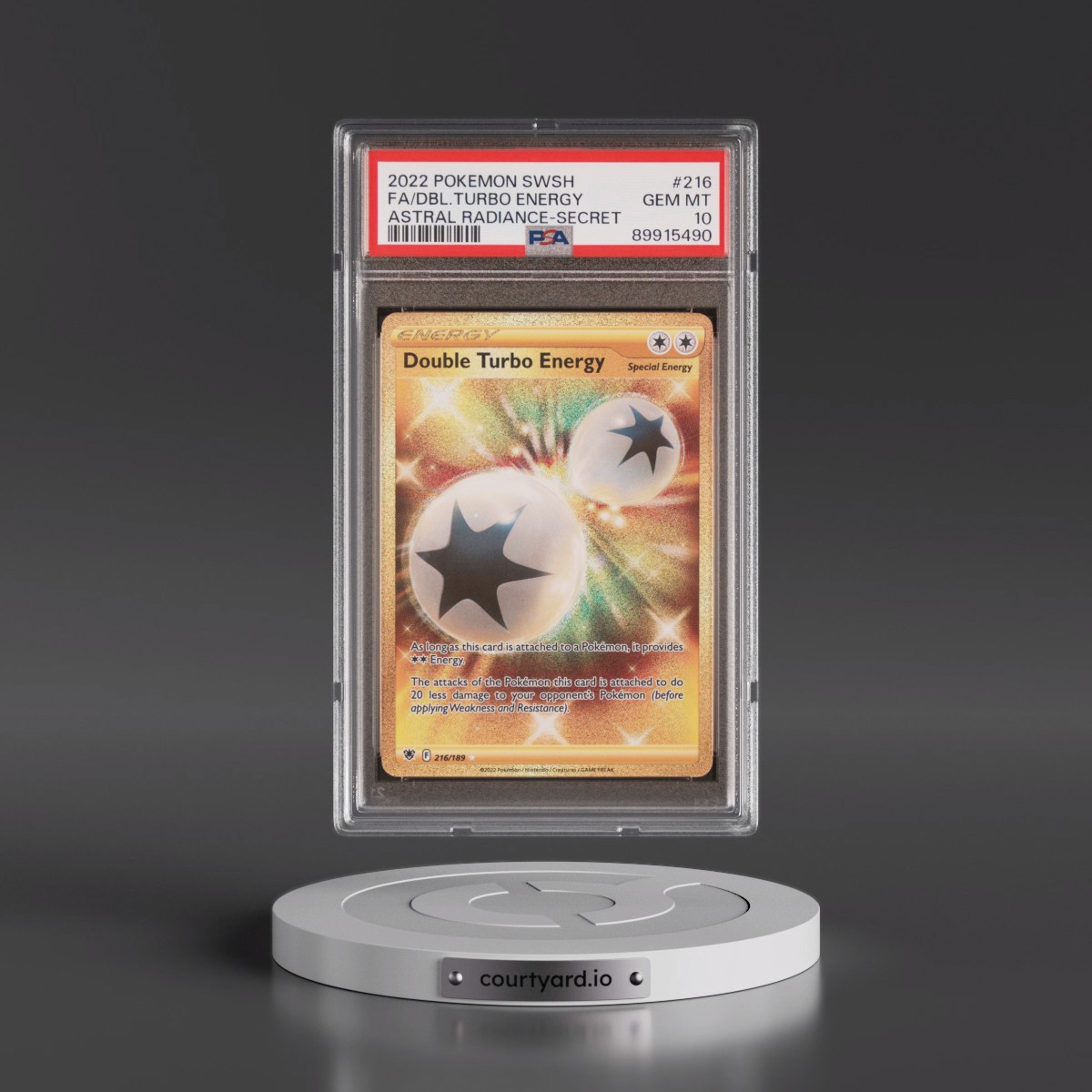 2022 Pokémon Sword & Shield Astral Radiance #216 Double Turbo Energy - Full Art Secret (PSA 10 GEM MINT)