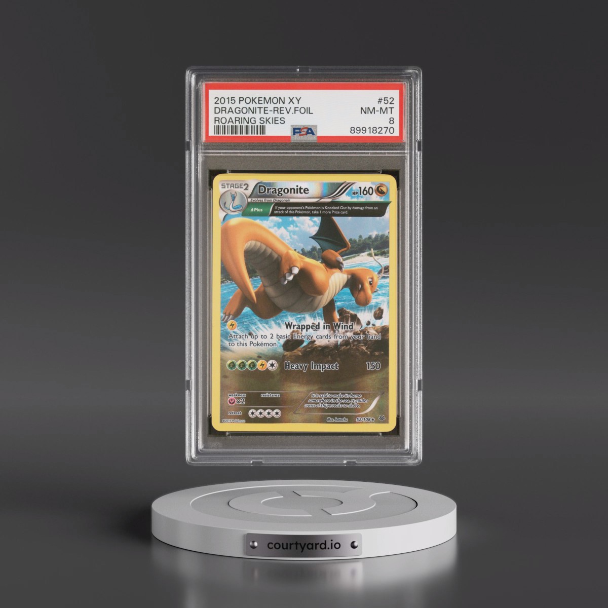 2015 Pokémon XY Roaring Skies #52 Dragonite - Reverse Foil (PSA 8 NM-MT)
