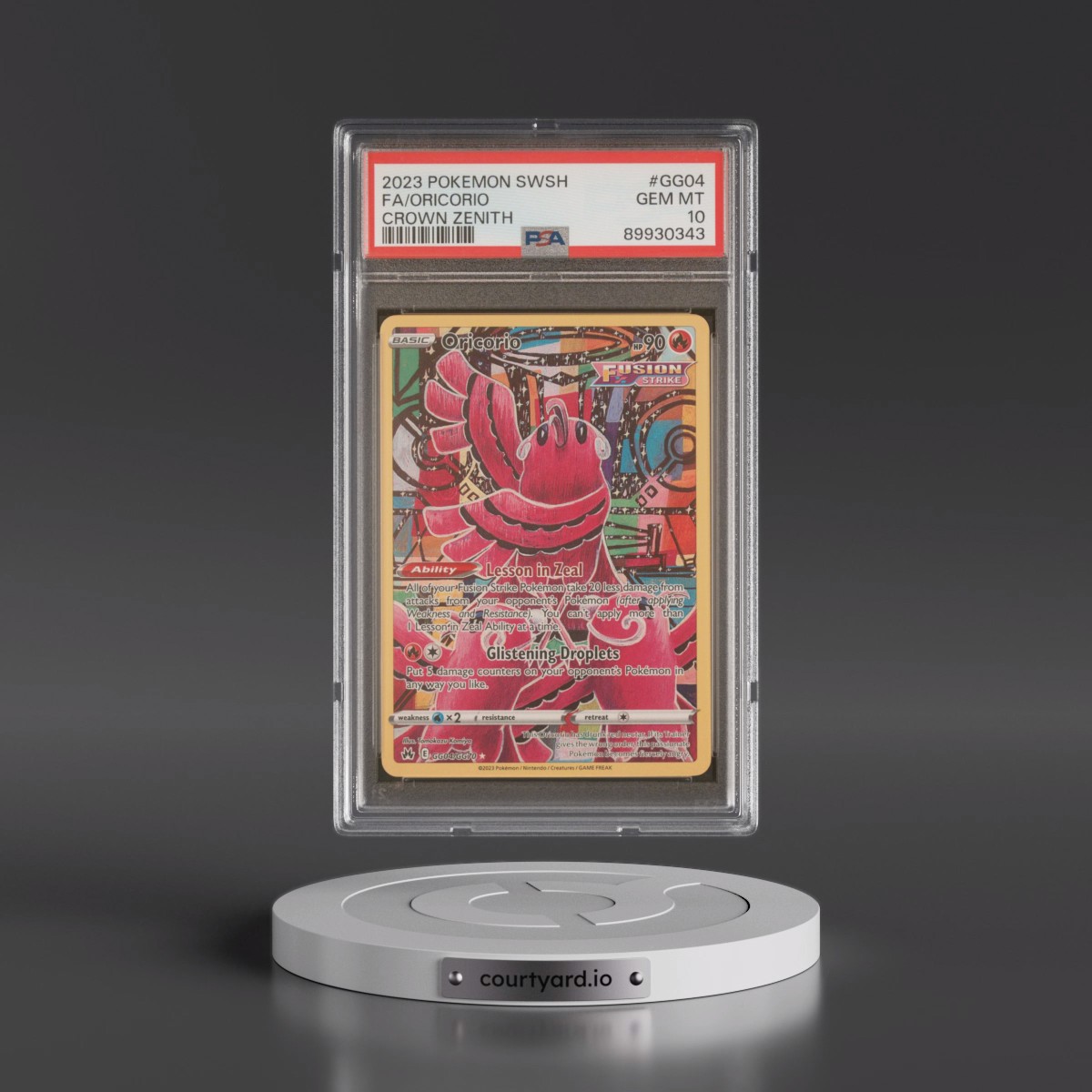 2023 Pokémon Sword and Shield Crown Zenith #GG04 Oricorio - Full Art (PSA 10 GEM MINT)