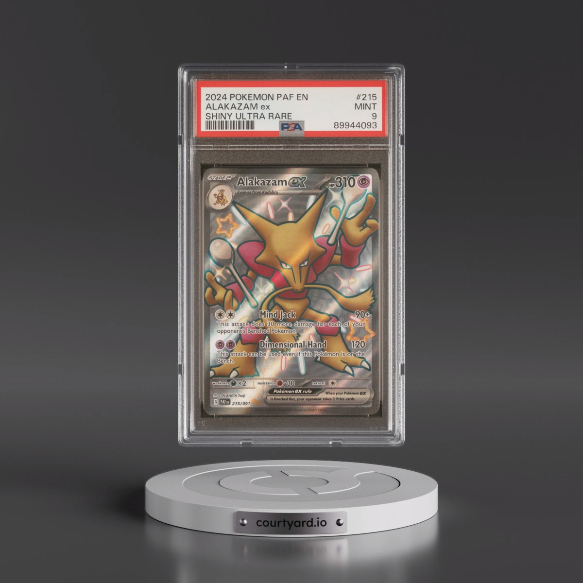 2024 Pokémon Paf EN-Paldean Fates #215 Alakazam EX - Holo Shiny Ultra Rare (PSA 9 MINT)