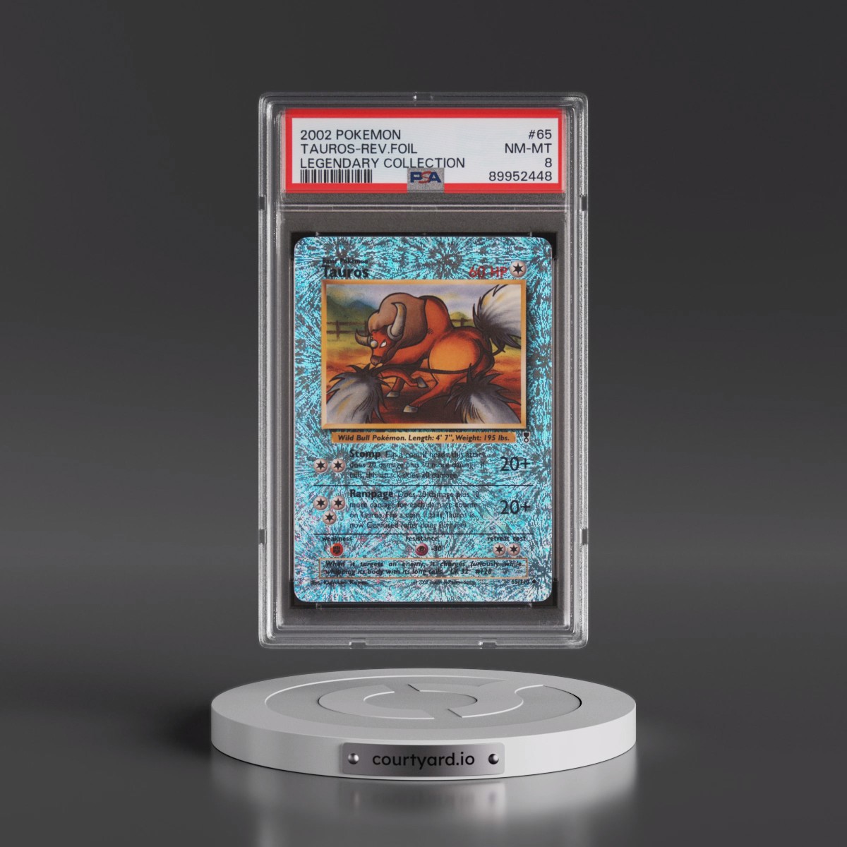 2002 Pokémon Legendary Collection #65 Tauros - Reverse Foil (PSA 8 NM-MT)
