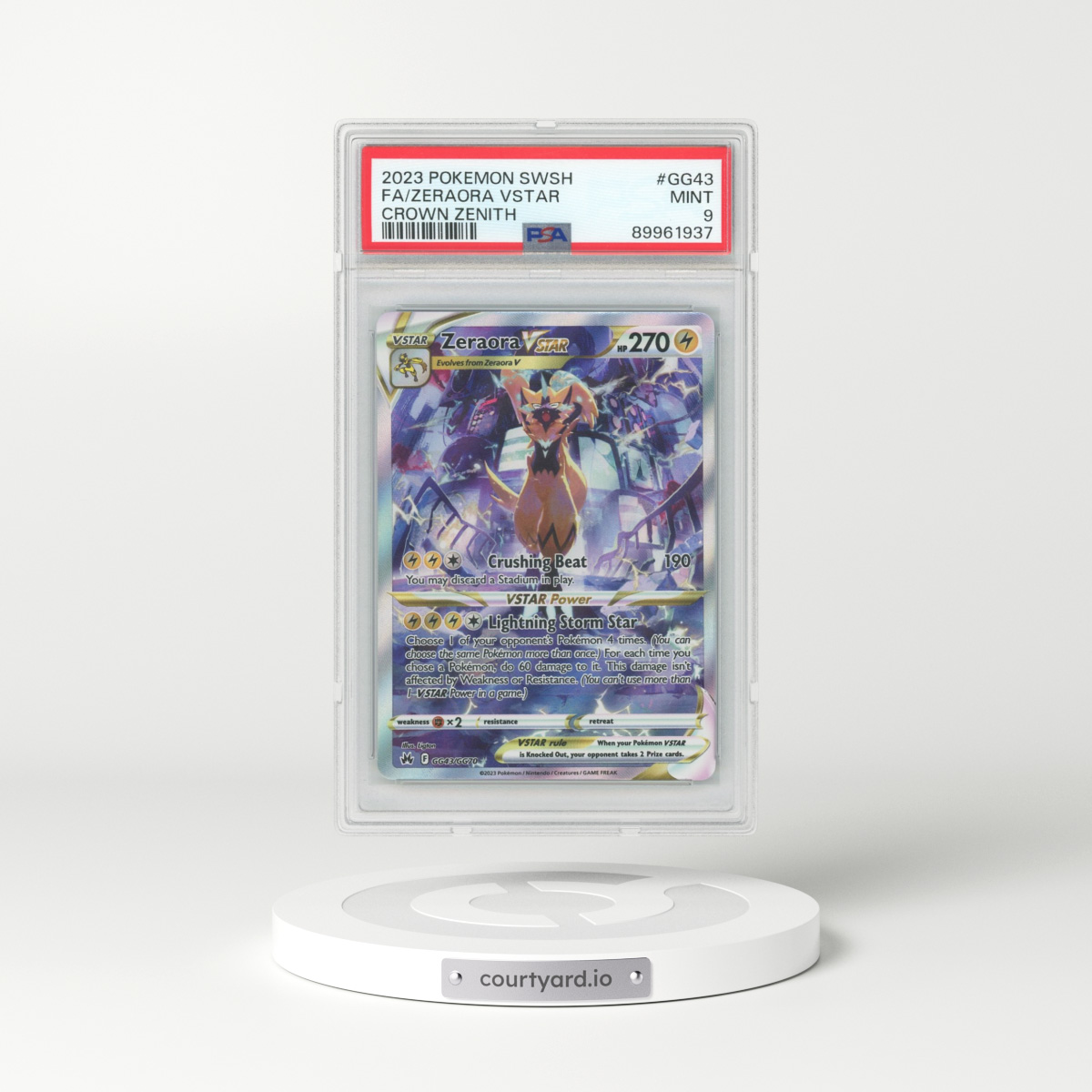 2023 Crown Zenith #GG43 Zeraora Vstar - Full Art Holo (PSA 9 MINT)
