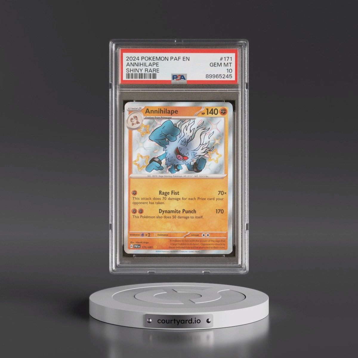 2024 Pokémon Paf EN-Paldean Fates #171 Annihilape - Shiny Rare (PSA 10 GEM MINT)