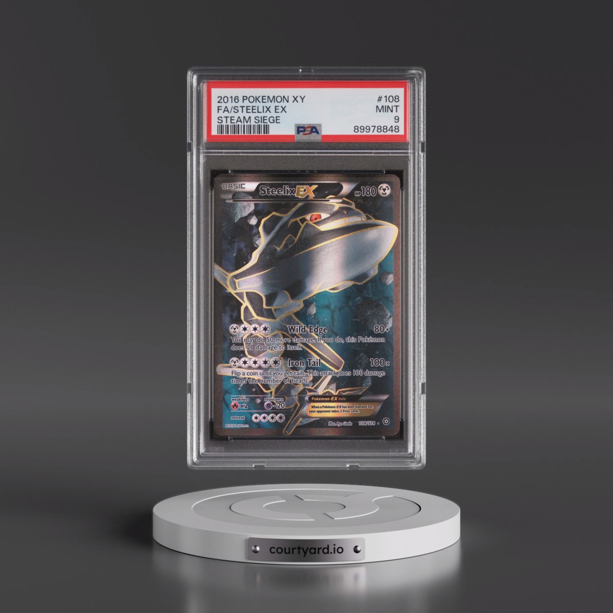 2016 Pokémon XY Steam Siege #108 Steelix EX - Holo Full Art (PSA 9 MINT)