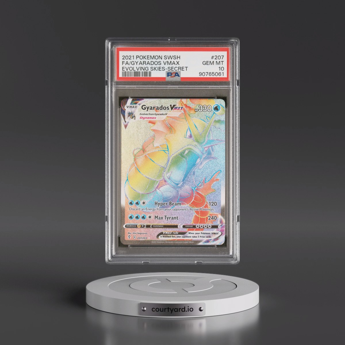 2021 Pokémon Sword & Shield Evolving Skies #207 Gyarados Vmax - Full Art Secret (PSA 10 GEM MINT)