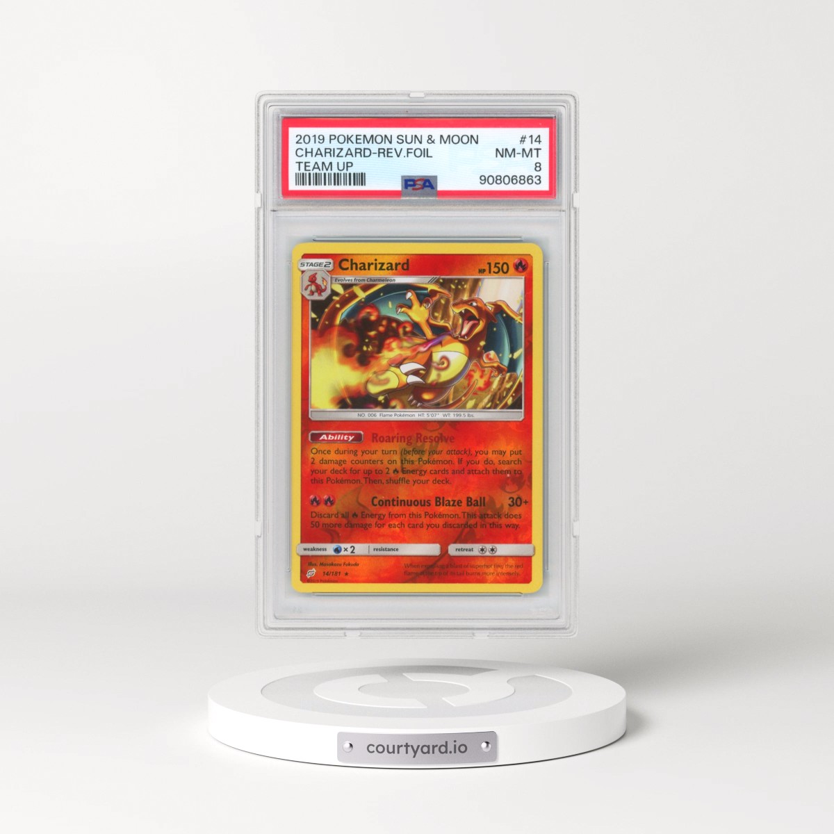 2019 Pokémon Sun & Moon Team Up Charizard - Reverse Foil #14 PSA 8