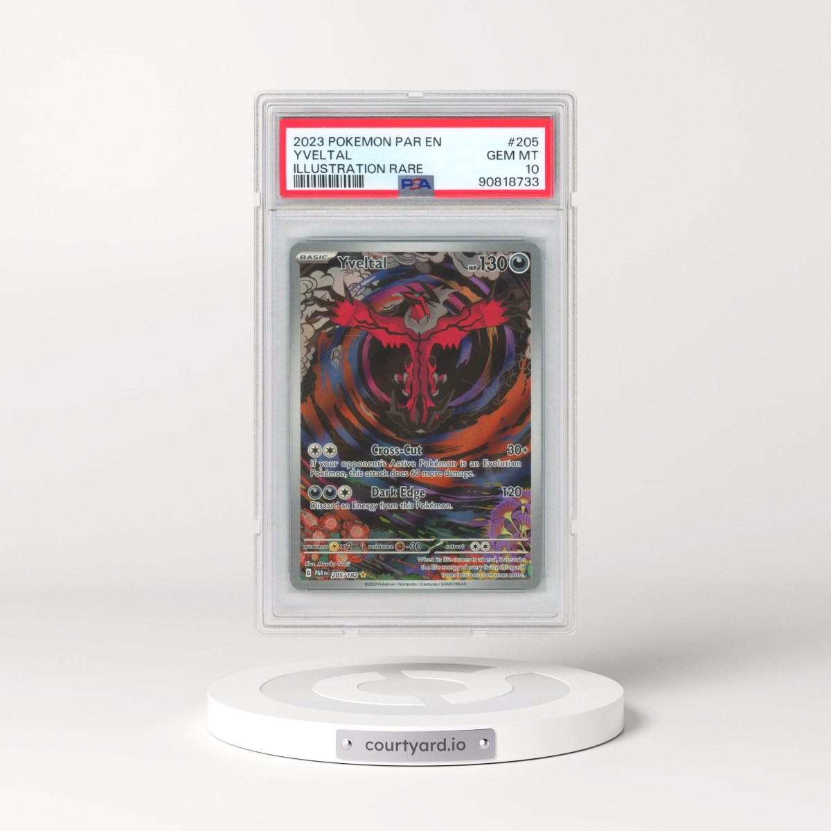 2023 Pokémon Par EN-Paradox Rift #205 Yveltal - Illustration Rare (PSA 10 GEM MINT)