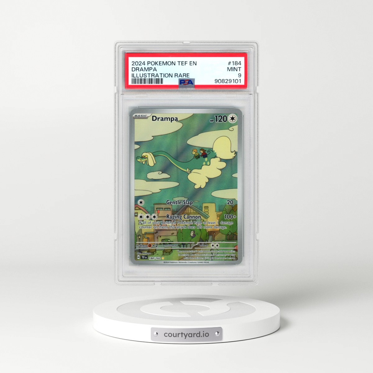 2024 Pokémon Tef EN-Temporal Forces #184 Drampa - Illustration Rare (PSA 9 MINT)