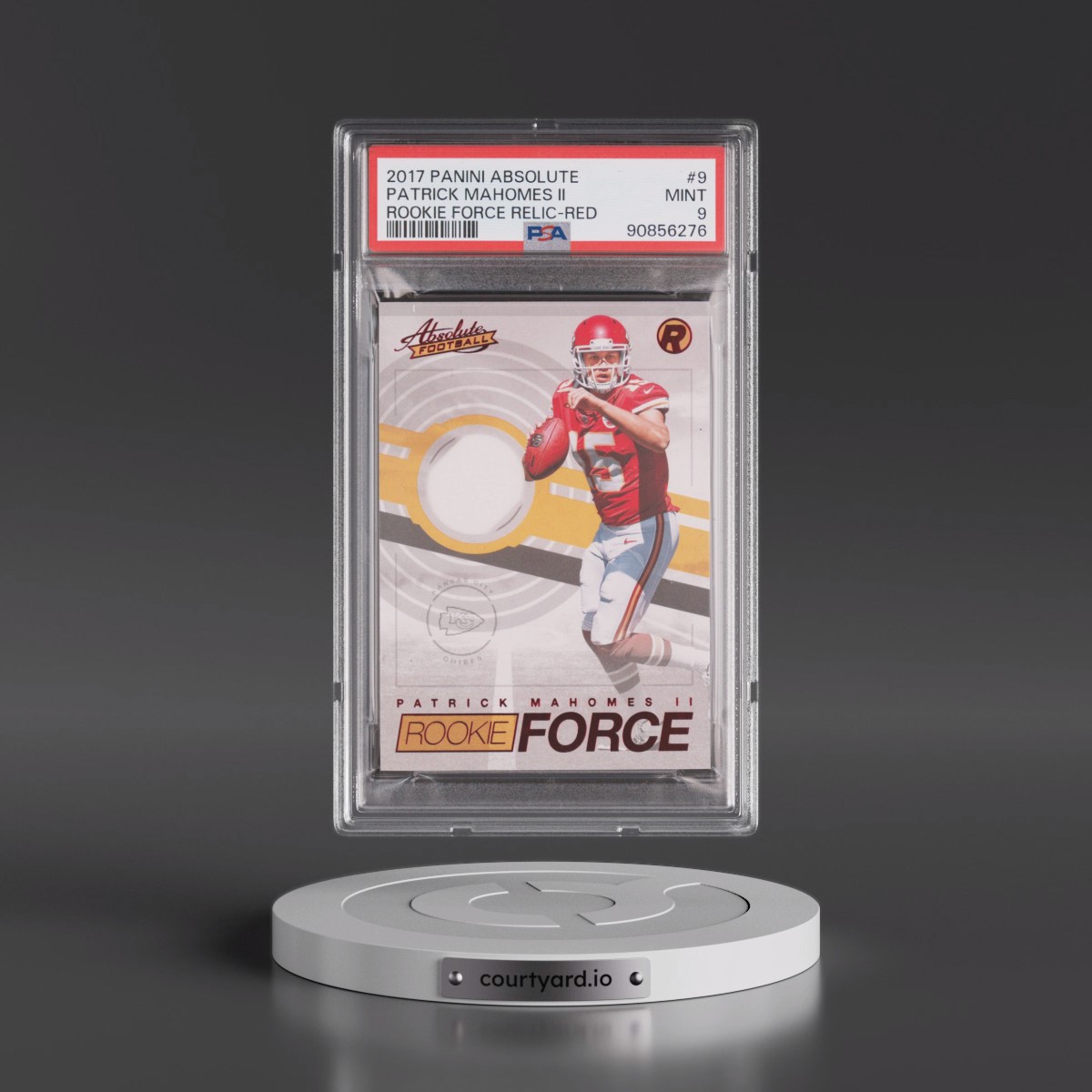 2017 Panini Absolute Rookie Force Relic #9 Patrick Mahomes II - Red (PSA 9 MINT)