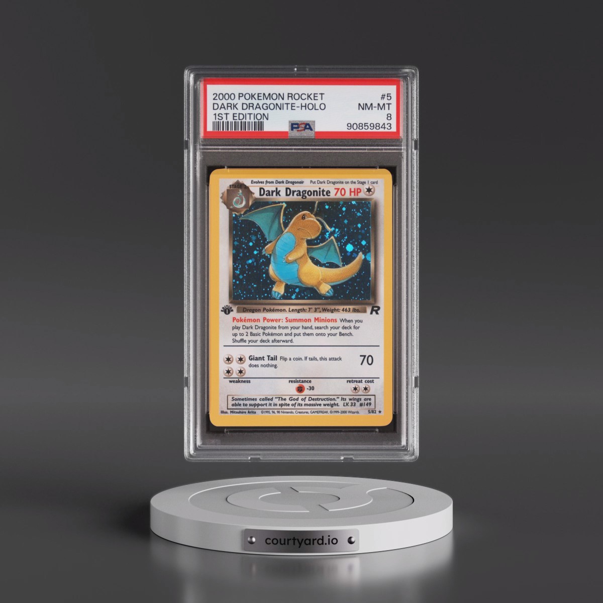 2000 Pokémon Rocket #5 Dark Dragonite - 1st Edition Holo (PSA 8 NM-MT)