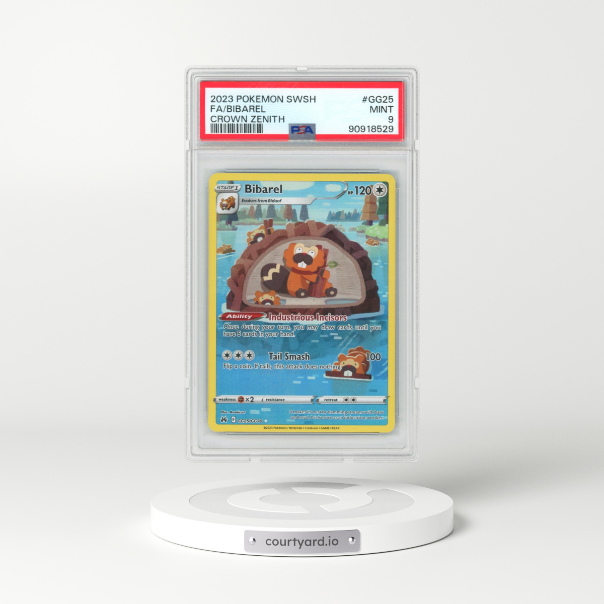 2023 Pokémon Sword and Shield Crown Zenith #GG25 Bibarel - Full Art (PSA 9 MINT)