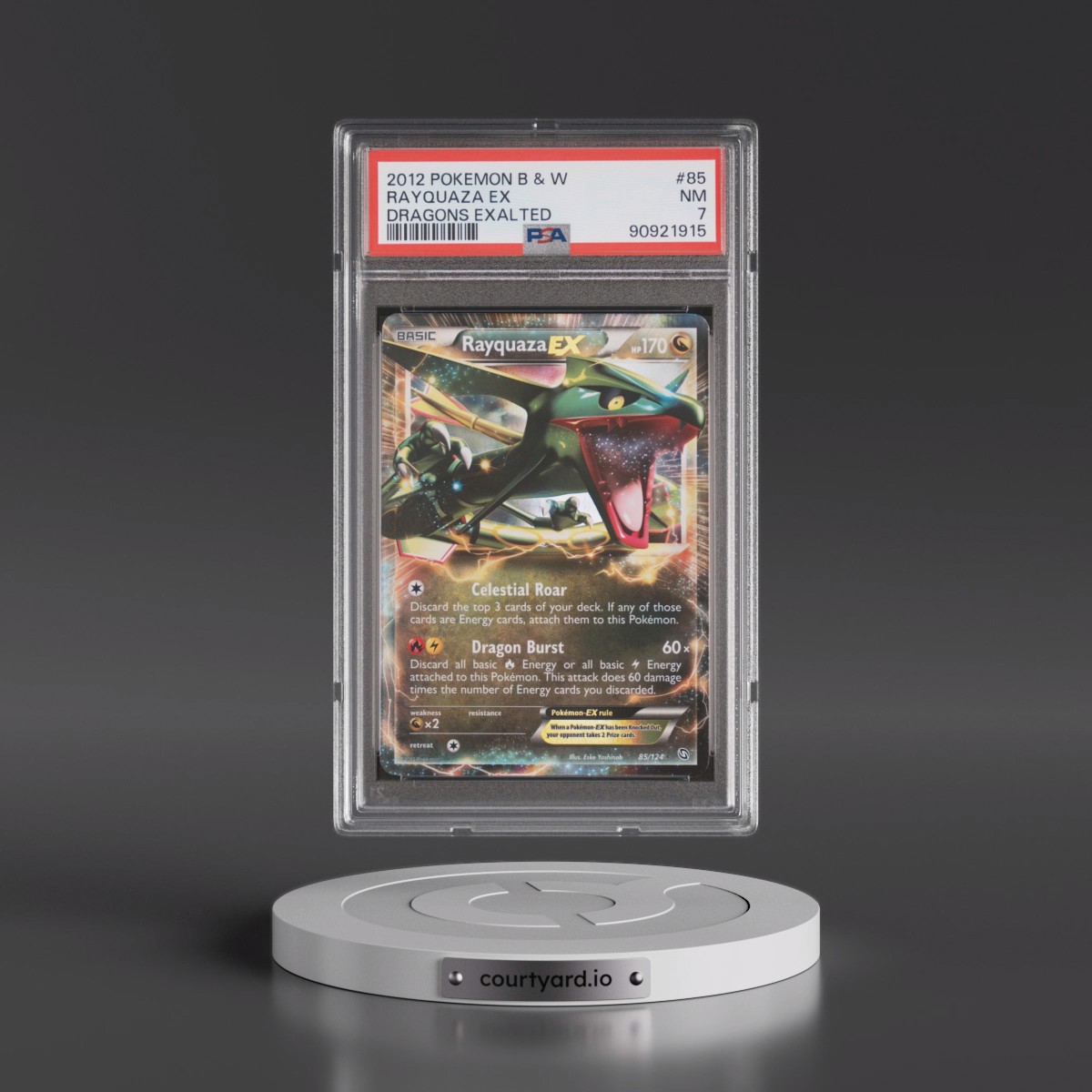 2012 Pokémon Black & White Dragons Exalted #85 Rayquaza EX - Holo (PSA 7 NM)