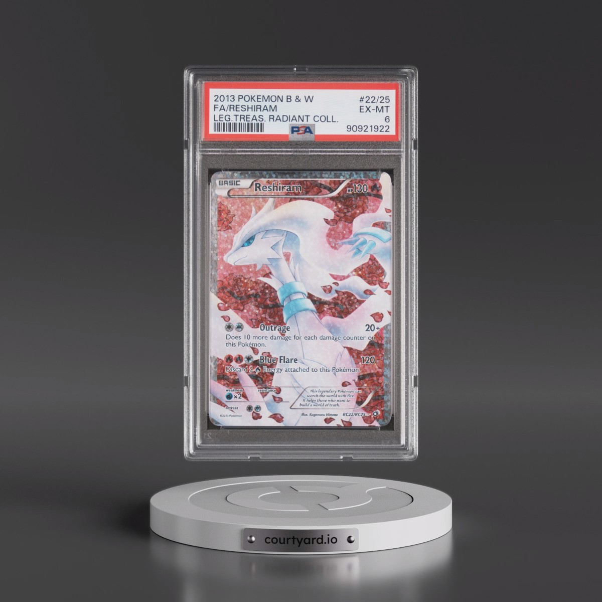 2013 Pokémon Black & White Legendary Treasures Radiant Collection #RC22 Reshiram - Full Art (PSA 6 EX-MT)