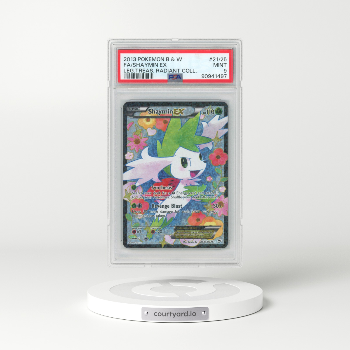 2013 Pokémon Black & White Legendary Treasures Radiant Collection #21/25 Shaymin EX - Holo Full Art (PSA 9 MINT)
