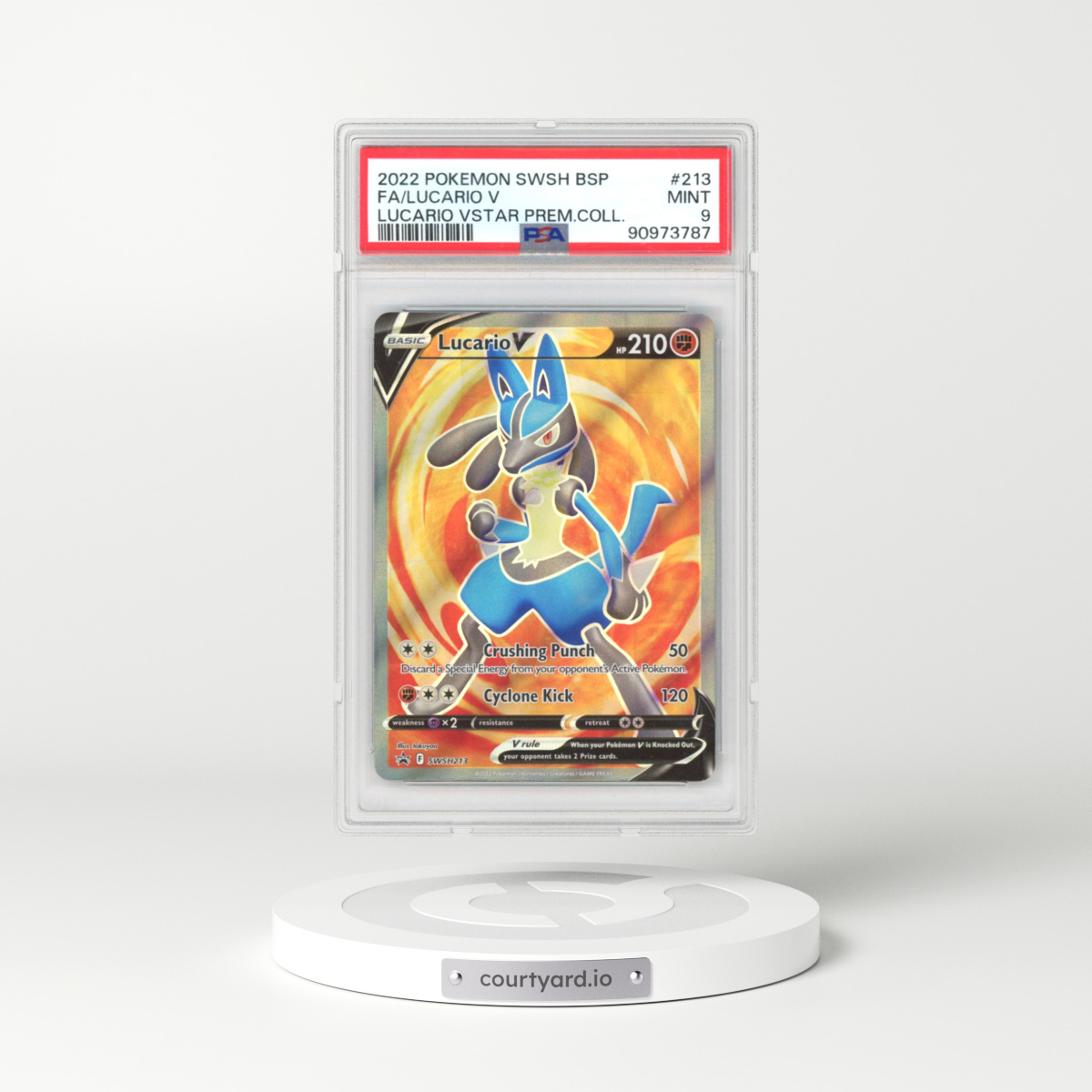 2022 Pokémon Swsh Black Star Promo #213 Lucario V - Holo Full Art Lucario Vstar Premium Collection (PSA 9 MINT)