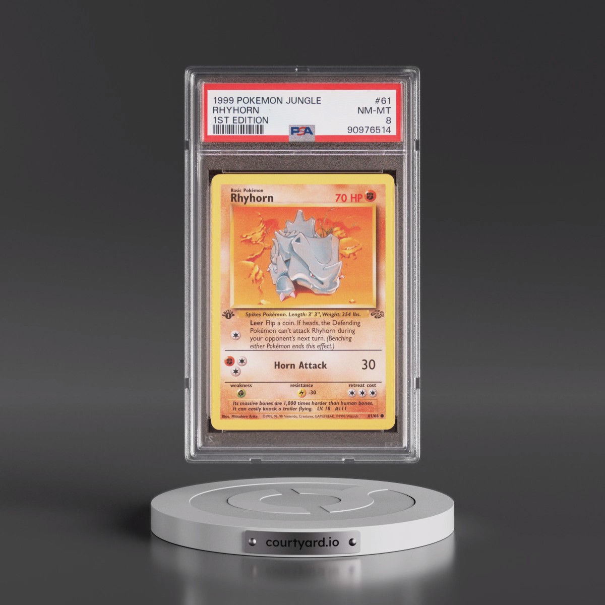 1999 Pokémon Jungle #61 Rhyhorn - 1st Edition (PSA 8 NM-MT)