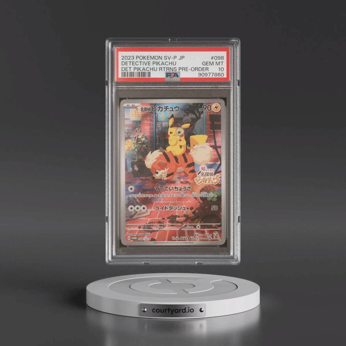 2023 Pokémon SV-P Promo #098 Detective Pikachu - Detective Pikachu Returns Pre-Order (PSA 10 GEM MINT)