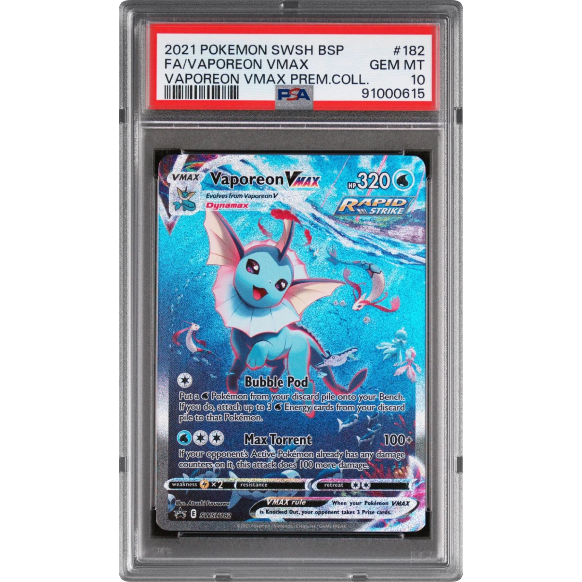 vaporeon vmax pokemon card value TCG: Eevee Evolutions Weakness Lightning 2 Resistance None None Retreat Cost Vaporeon VMAX (Alt Full Art)
