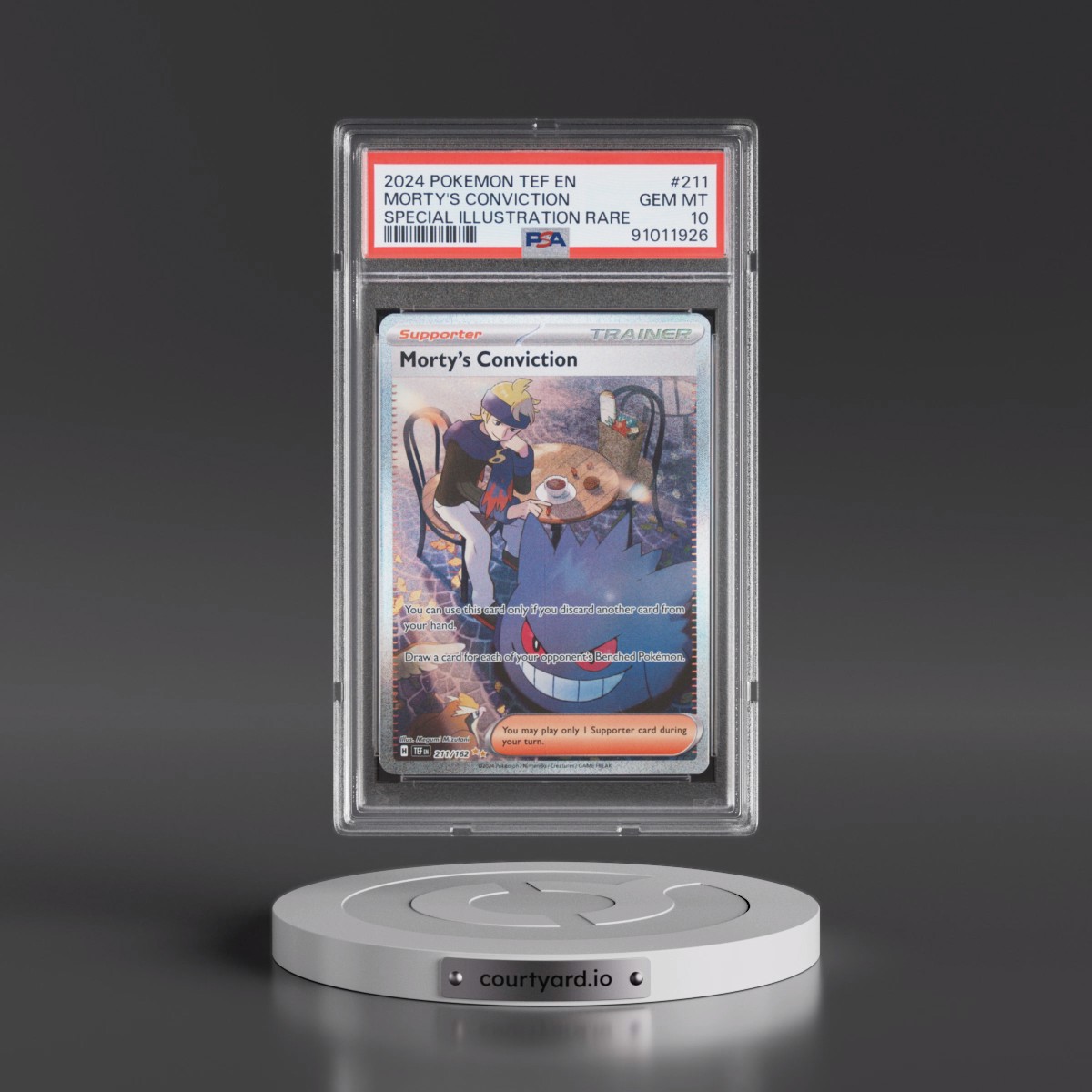 2024 Pokémon Tef EN-Temporal Forces Morty's Conviction - Special Illustration Rare #211 PSA 10
