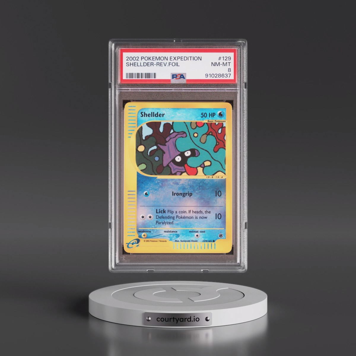 2002 Pokémon Expedition #129 Shellder - Reverse Foil (PSA 8 NM-MT)