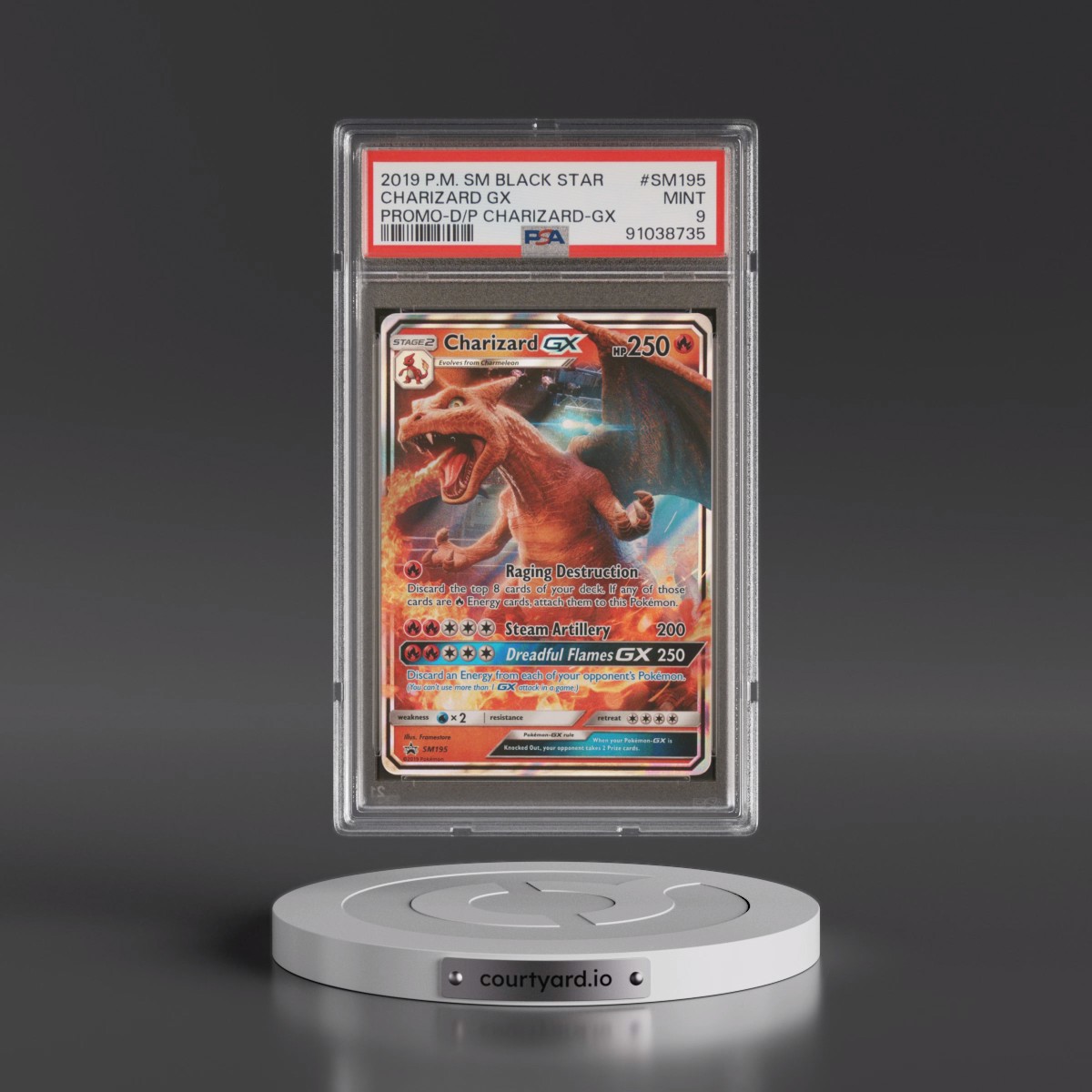 2019 Pokémon SM Black Star Promo #SM195 Charizard GX - Holo Detective Pikachu Charizard-GX (PSA 9 MINT)