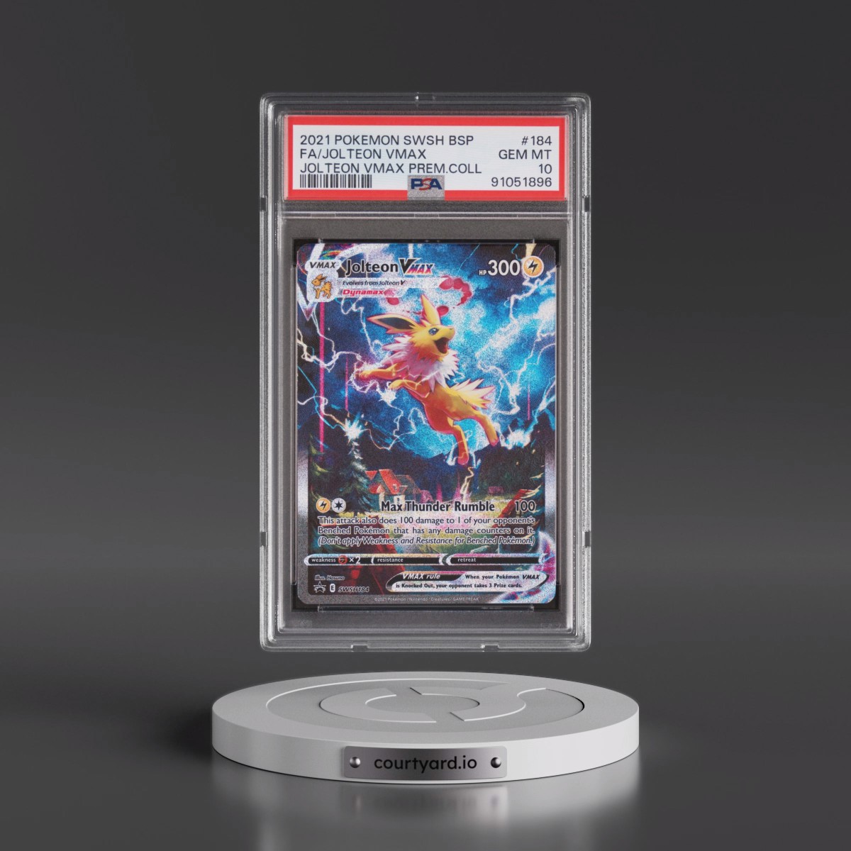 2021 Pokémon Swsh Black Star Promo #184 Jolteon Vmax - Full Art Jolteon Vmax Premium Collection (PSA 10 GEM MINT)