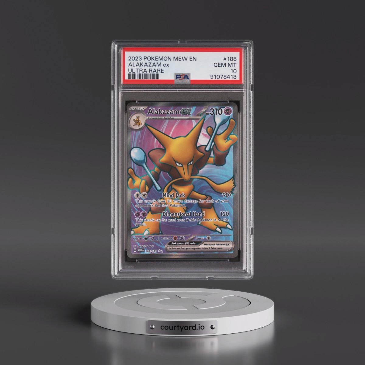 2023 Pokémon Mew EN-151 #188 Alakazam EX - Holo Ultra Rare (PSA 10 GEM MINT)