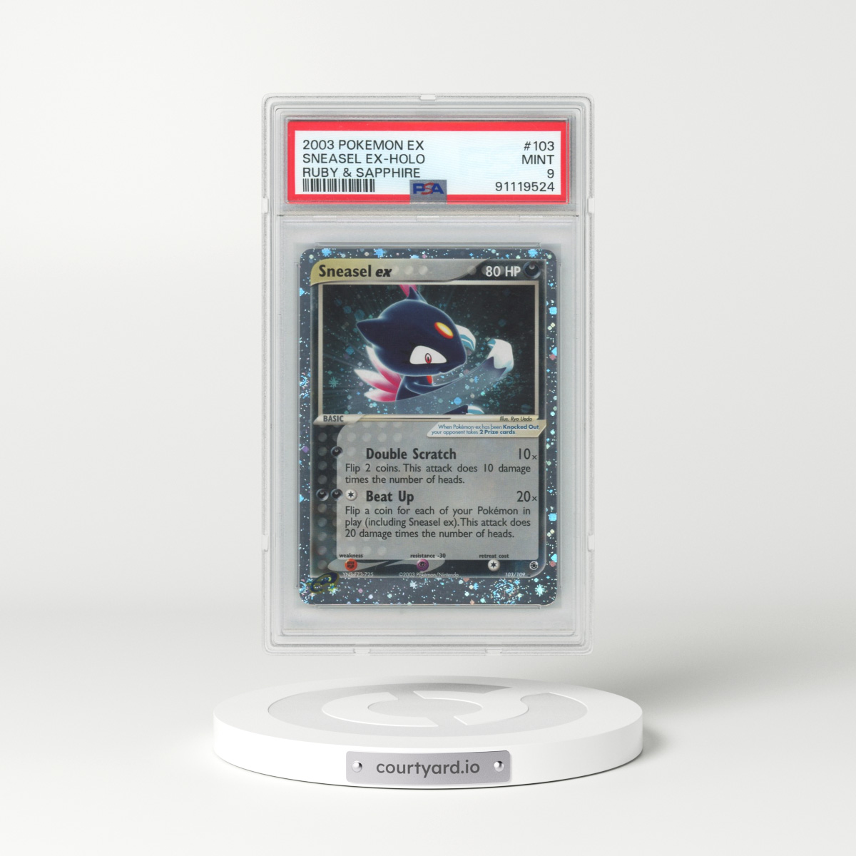 2003 Pokémon EX Ruby & Sapphire #103 Sneasel EX - Holo Holo (PSA 9 MINT)