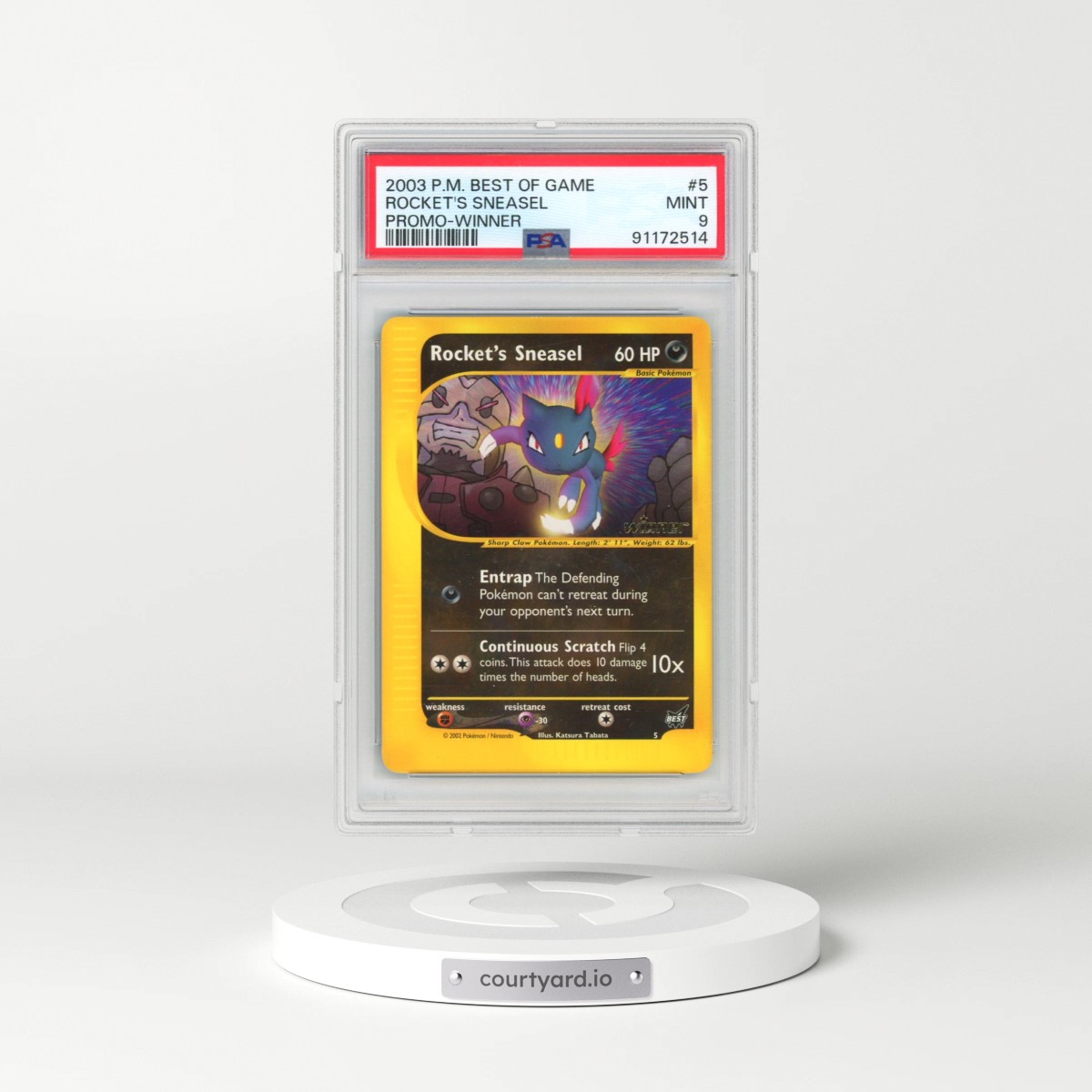 2003 Pokémon Best of Game Promo #5 Rocket's Sneasel - Winner (PSA 9 MINT)